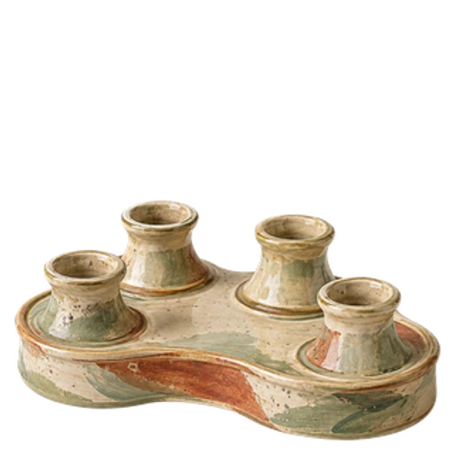 Ceramic holder with four hand-dipped candles